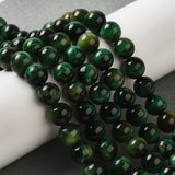 10mm Tiger Eye Green (Natural/Dyed) Beads 15-16" Strand