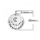 1" I Love You To The Moon And Back Charm 1/pk