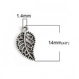 1/2" Antique Silver Leaf Charms 10/pk