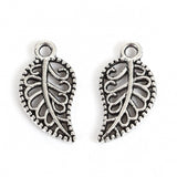 1/2" Antique Silver Leaf Charms 10/pk