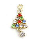 1 1/8" Christmas Tree Gold Rhinestone Charm 2/pk