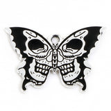 1 1/8" Butterfly Skulls Enamel Charm 2/pk