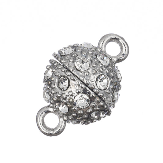 12mm Nickel Rhinestone Magnetic Clasp 1/pk