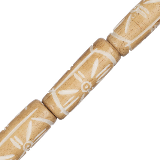 Bone Carved Tube 1" Brown 8/Str