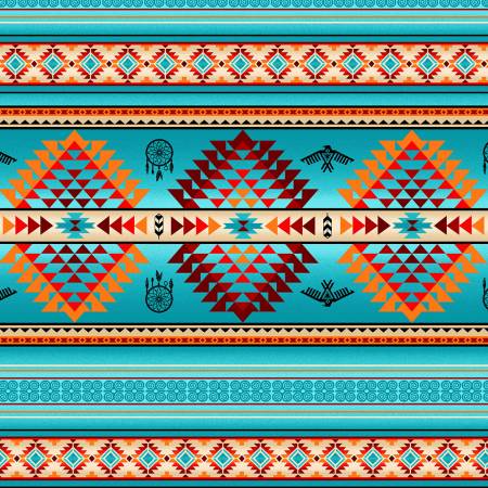 Thunderbird Turquoise Cotton Canvas - Price Per Half Yard