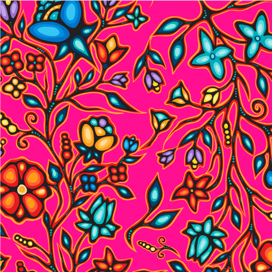 Ojibway Florals 2 Fuchsia 100% Cotton - Price Per Half Yard