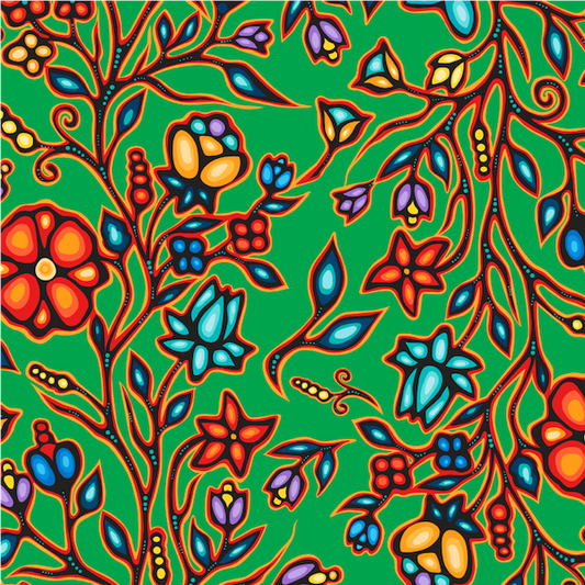 Ojibway Florals 2 Green 100% Cotton - Price Per Half Yard