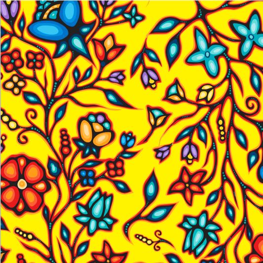 Ojibway Florals 2 Yellow 100% Cotton - Price Per Half Yard