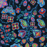 Ojibway Florals 5 Black 100% Cotton - Price Per Half Yard