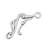 25mm Antique Silver Hook & Eye Clasp 5/pk