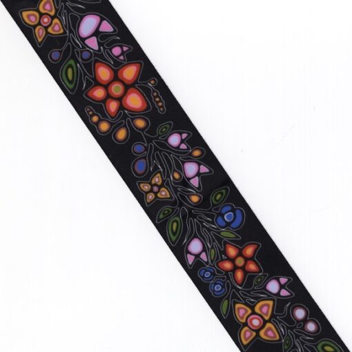 1 1/2" Ojibway Florals Black Printed Ribbon - Per Yard