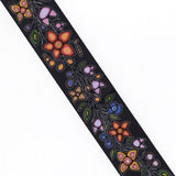 1 1/2" Ojibway Florals Black Printed Ribbon - Per Yard