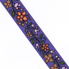 1 1/2" Ojibway Florals Purple Printed Ribbon - Per Yard