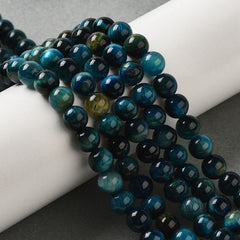 6mm Tiger Eye Blue (Natural/Dyed) Beads 14-15" Strand