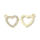 1/2" Gold Heart Rhinestone Charm 5/pk