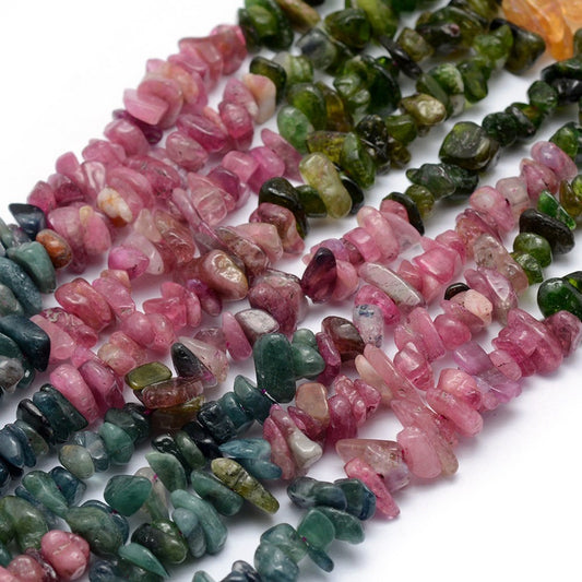 Tourmaline Mix (Natural) Bead Chips 16" Strand