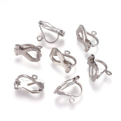 Stainless Steel Clip On Earrings with Loop 10/pk