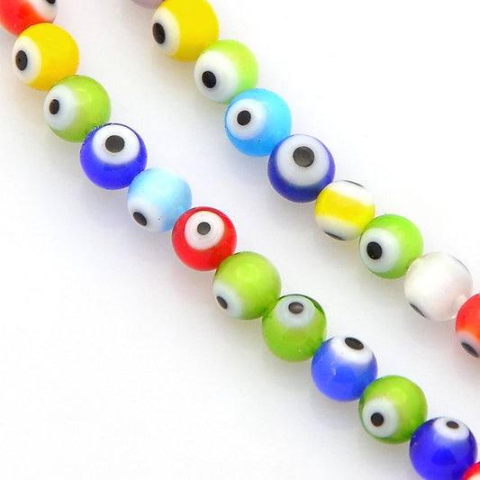 Evil Eye Glass Beads 4mm Round 96/Strand