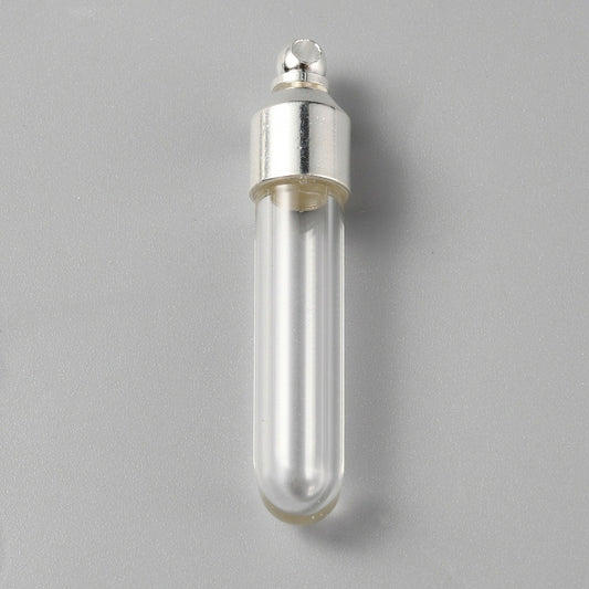 1 3/8" Glass Tube with Silver Cap 1/pk