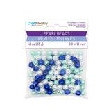 Pearl Beads 8mm Gloss Tri-Colormix Blue 35g