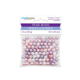 Pearl Beads 8mm Gloss Tri-Colormix Pink 35g