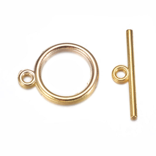 Toggle Clasp Gold 15mm Round 10/pk