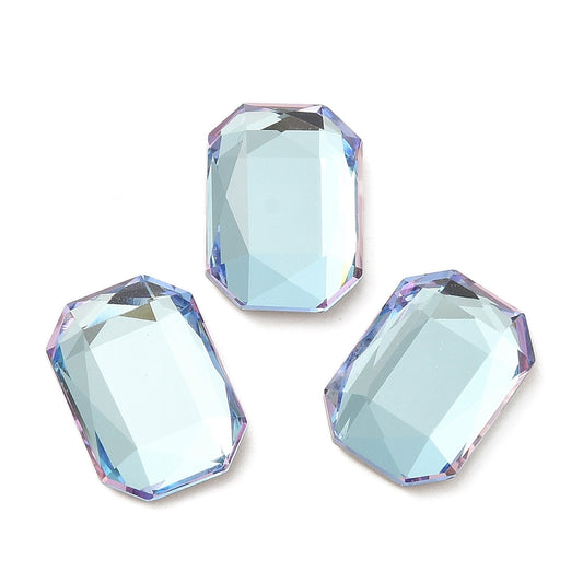 Rhinestone Cabochons, Rectangle 14x10mm Light Azure 4/pk