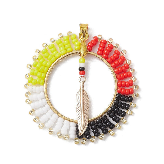 1 1/2"  Medicine Wheel Beaded Pendant 1/pk