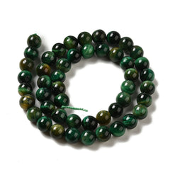 8mm Tiger Eye Green (Natural/Dyed) Beads 15-16" Strand