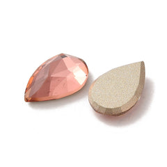 Rhinestone Cabochons, Teardrop 14x9mm Padparadscha 4/pk