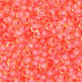 8/0 Czech Seed Beads #42003V Colour Lined Yellow/Coral Terra 22g