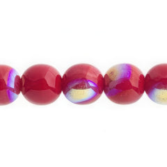 Czech Druk 10mm Beads 18/strand Opaque Dark Red AB