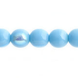 Czech Druk 10mm Beads 18/strand Opaque Blue Turquoise AB