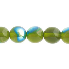 Czech Druk 10mm Beads 18/strand Trans Olivine AB