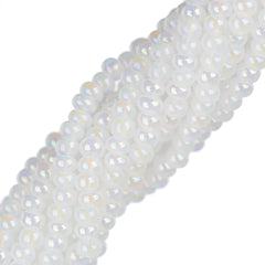 11/0 Czech Seed Beads #35012 Opaque Pearl White AB 6 Strand Hank