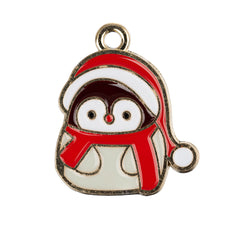 7/8" Penguin Enamel Metal Charm 5/pk