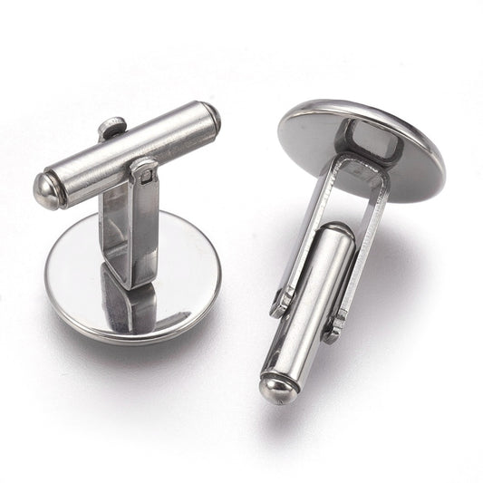 Stainless Steel Cufflinks, 14mm Tray 10/pk