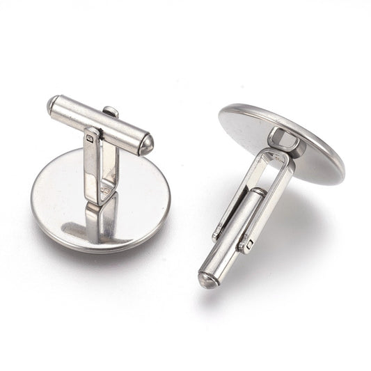 Stainless Steel Cufflinks, 20mm Tray 10/pk