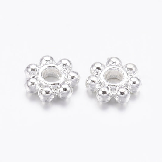 Spacer 4.5mm Flower, Silver Beads 100/pk