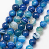 6mm Agate Striped Blue (Natural/Dyed) Beads 15-16" Strand