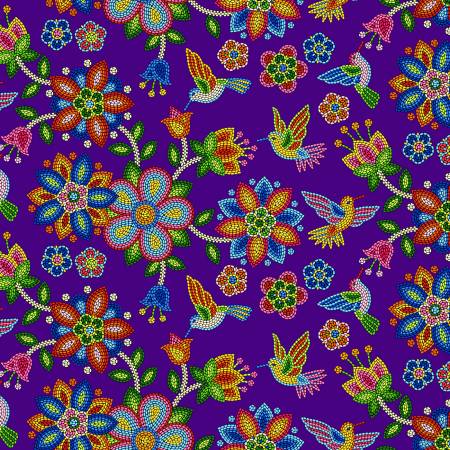 #640 Hummingbird Purple 100% Cotton  - Price Per Half Yard