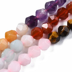 6mm Chakra Mix (Natural) Star Cut Beads 15-16" Strand