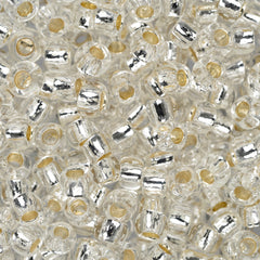 8/0 Toho Seed Beads #PF2700S Silver Lined Crystal / Glow Green 8g Vial