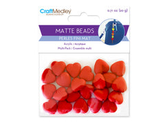 Acrylic Heart Beads 20g Matte Red