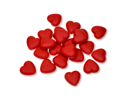 Acrylic Heart Beads 20g Matte Red