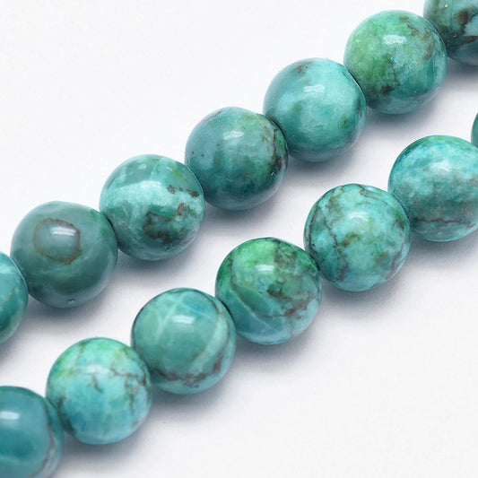 8mm Marble Dark Cyan (Natural/Dyed) Beads 15-16" Strand