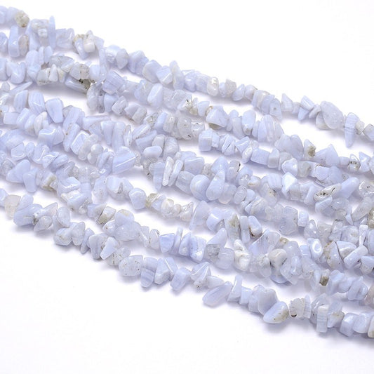 Agate Blue Lace (Natural) Bead Chips 31" Strand