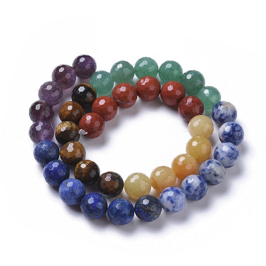 10mm Chakra Mix (Natural) Faceted Beads 15-16" Strand