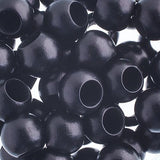 12x9.8mm Black Round Wood Beads 25/pk