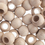 20x16mm Natural Round Wood Beads 5/pk